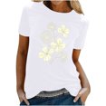 thumbnail image 1 of Tnhcen Women's Summer Short Sleeve Crew Neck Clover Print T-Shirt - Plus Size Friendly S-3XL | Soft Polyester Spandex Cotton Blend Casual Basics, 1 of 5