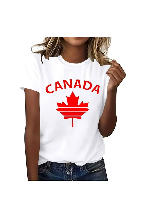 Women's Summer Short Sleeve Crewneck Leaf Print T-Shirt | Casual Cotton Blend Tops with Spandex | Plus Size Friendly Cotton Shirts (S-3XL)