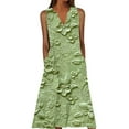 thumbnail image 1 of Tnhcen Women's Summer Sleeveless V Neck Dress Plus Size S - 5XL, 95% Polyester 5% Spandex Stretchy Casual Printed Dress, Beach Vacation Loose Fit, 1 of 5