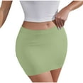 thumbnail image 1 of Tnhcen Women's Summer Solid Color Mini Skirt High Waisted Elastic Waist Bodycon Skirt Stretchy Casual Clubwear Plus Size S-2XL Soft Milk Silk Single-Sided Brushed Sexy Short Skirt, 1 of 7