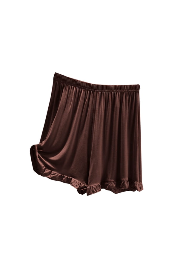 Women's Summer Solid Elastic Waist Casual Shorts - Wrinkled Edge Basic Sleepwear Shorts | Modal Cotton Blend M-2XL Home Wear