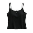 thumbnail image 1 of Tnhcen Women's Summer Solid Spaghetti Strap Lace Button Sleepwear Sleeveless Backless Camisole with Built-in Bra for Women S to XL, 1 of 3