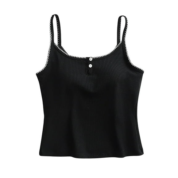 Tnhcen Women's Summer Solid Spaghetti Strap Lace Button Sleepwear Sleeveless Backless Camisole with Built-in Bra for Women S to XL