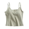 thumbnail image 1 of Tnhcen Women's Summer Solid Spaghetti Strap Lace Button Sleepwear Sleeveless Backless Camisole with Built-in Bra for Women S to XL, 1 of 9