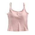 thumbnail image 1 of Tnhcen Women's Summer Solid Spaghetti Strap Lace Button Sleepwear Sleeveless Backless Camisole with Built-in Bra for Women S to XL, 1 of 8