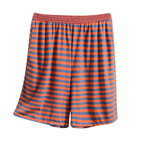 Tnhcen Women's Summer Thin Striped Plus Size Loose Sleep Shorts with Pockets | Elastic Waist Casual Home Wear XL-5XL Modal Cotton Blend