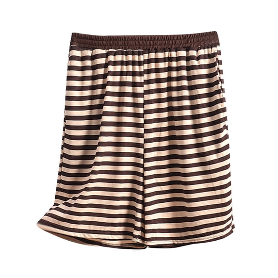 Tnhcen Women's Summer Thin Striped Plus Size Loose Sleep Shorts with Pockets | Elastic Waist Casual Home Wear XL-5XL Modal Cotton Blend