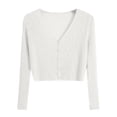 thumbnail image 1 of Tnhcen Women's Summer V Neck Button-Up Sun Protection Tops - Elastic Bamboo Cotton Crop Shirts Free Size Friendly (M-3XL), 1 of 6