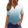thumbnail image 1 of Tnhcen Women's Summer V-neck Gradient Color Basic Blouse - Short Sleeve Polyester Spandex Shirts (S-3XL) Casual Summer Wear, 1 of 5