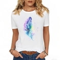thumbnail image 1 of Tnhcen Women's Summer Y2K Style Colorful Print Cotton T-Shirt - Short Sleeve Basics Plus Size S-2XL Breathable Cute Graphics Tops, 1 of 5