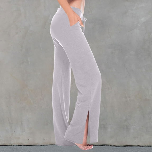 Tnhcen Women's Summer Yoga Pants with Side Slits High Waisted Workout Fitness Pants Modal Cotton Polyester Blend S-3XL Multiple Colors Available