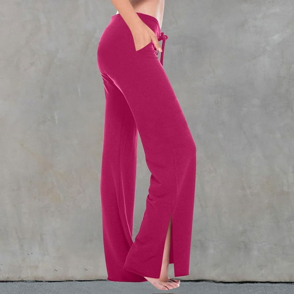 Tnhcen Women's Summer Yoga Pants with Side Slits High Waisted Workout Fitness Pants Modal Cotton Polyester Blend S-3XL Multiple Colors Available