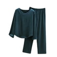 thumbnail image 1 of Tnhcen Women's Thermal Pajama Set V-Neck Sleepwear Fleece Loungewear Long Sleeve Pants 2-Piece Set Soft Comfortable L-2XL Green, 1 of 4