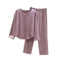 thumbnail image 1 of Tnhcen Women's Thermal Pajama Set V-Neck Sleepwear Fleece Loungewear Long Sleeve Pants 2-Piece Set Soft Comfortable L-2XL Purple, 1 of 9