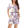 thumbnail image 1 of Tnhcen Women's Trendy Home Clothes Set Round Neck Short Sleeve Blouse Shorts Pajamas Nightwear S-3XL, 1 of 6