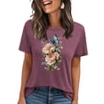 thumbnail image 1 of Tnhcen Women's Trendy Minimalist Print Short Sleeve Crewneck T-Shirt - Summer Essential Breathable Cotton Blend Top Plus Size Friendly (S-2XL) Casual Daily Wear, 1 of 4