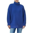 thumbnail image 1 of Tnhcen Women's Turtleneck Sweater 100% Polyester Knit Pullover Soft Warm Long Sleeve Top Loose Fit Casual Comfort Wear Solid Color Everyday Sweater S-3XL, 1 of 6