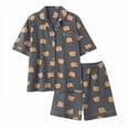 thumbnail image 1 of Tnhcen Women's Two Piece Animal Print Short Sleeve Button Shirt Elastic Waist Shorts Pajama Homewear Set, 1 of 3