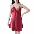 thumbnail image 1 of Tnhcen Women's V-Neck Butterfly Bow Satin Sleepwear Dress with Adjustable Slit Thin Polyester Pajama for M-2XL Summer Sleepwear, 1 of 3