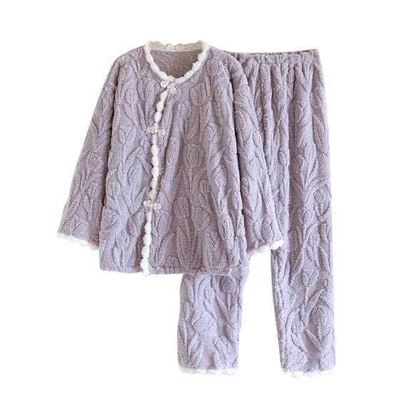 Tnhcen Women's V-Neck Long Sleeves Tops Pants Nightwear Home Clothes Sets Women's Fashion Printed Pajamas Set M-XL