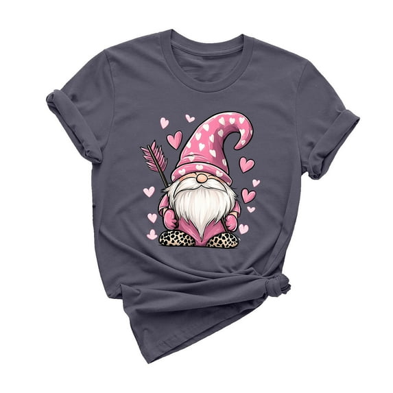 Tnhcen "Women's Valentine's Day Casual Short Sleeve Heart Print T-Shirt – Round Neck Holiday Gift Tops S-L Plus Size Friendly Shirts"