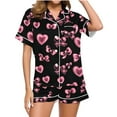 thumbnail image 1 of Tnhcen Women's Valentine's Day Pink Sleepwear 2 - Piece Set V - Neck Short - Sleeve Top and Shorts Festival Sleepwear S - 2XL Comfortable Loungewear for Home, 1 of 5