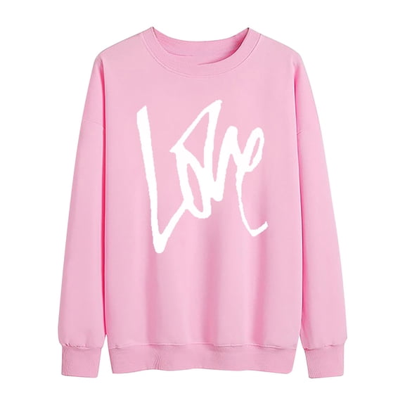 Tnhcen Women's Valentine's Day Sweatshirt Long Sleeve Graphic Print Casual Sweatshirt Round Neck No Cap Spring Autumn Polyester Soft Sweatshirt XS - 3XL Women Girls Love Print Top