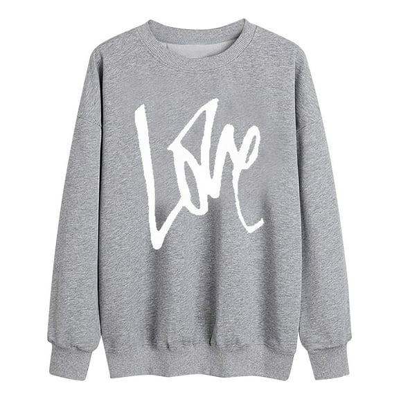 Tnhcen Women's Valentine's Day Sweatshirt Long Sleeve Graphic Print Casual Sweatshirt Round Neck No Cap Spring Autumn Polyester Soft Sweatshirt XS - 3XL Women Girls Love Print Top