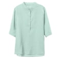 thumbnail image 1 of Tnhcen Women's Vintage Embroidered Linen Cotton Top, Loose Fit Short Sleeve Blouse O-Neck Solid Color T-Shirt, Breathable Summer Casual Shirt Sizes M-2XL, 1 of 5