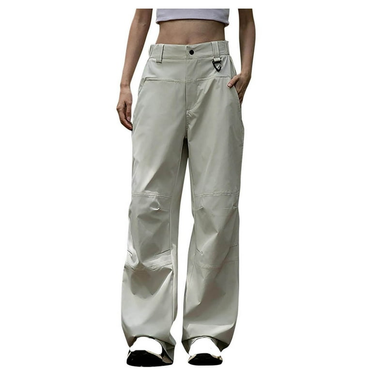 Tnhcen Women's Waterproof Windbreaker Cargo Pants Wide Leg