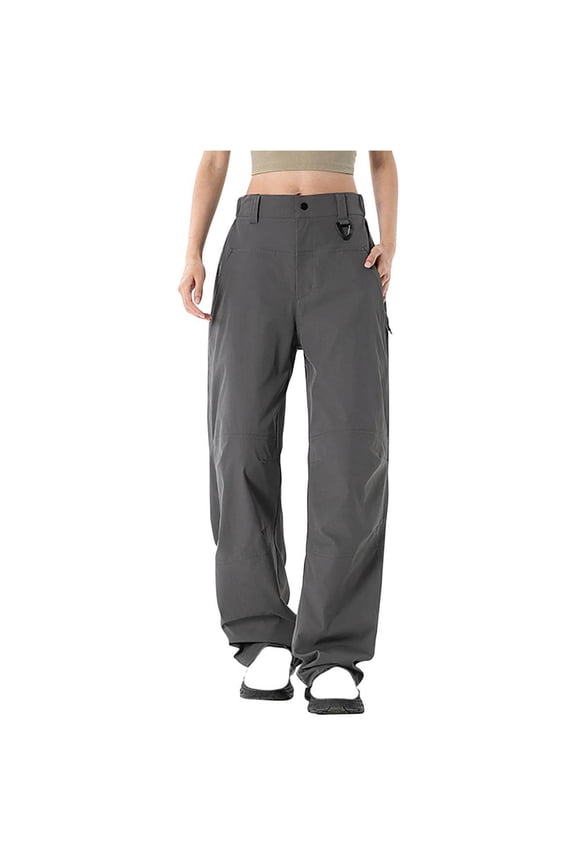 Women's Waterproof Windbreaker Cargo Pants - Wide Leg Stretchy Hiking Trousers Outdoor Active Pants for Women Wide Leg Activewear Rainproof Windproof Trousers