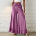 thumbnail image 1 of Tnhcen Women's Wide Leg Pants with Drawstring Waist Ruffled Hem Lounge Pants Cotton Blend S-2XL Multiple Colors Available, 1 of 8