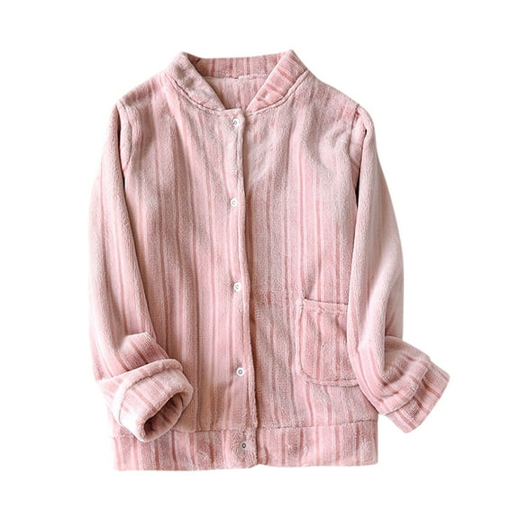 Tnhcen Women's Winter Flannel Pajama Set Button-Up Sleepwear Cozy Fleece Loungewear Long Sleeve Thermal Pajamas Soft Home Wear M-XL Pink