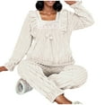 thumbnail image 1 of Tnhcen Women's Winter Flannel Pajama Set Double-Sided Fleece Sleepwear Princess-Style Lounge Set Long Sleeve Square Neck Top & Pants Soft Warm Thermal Pajamas M-2XL, 1 of 8