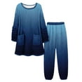 thumbnail image 1 of Tnhcen Women's Winter Gradient Color Fleece Pajama Set Long Sleeve Round Neck Top with Pants Thermal Warm Sleepwear Flannel Plus Size S-3XL, 1 of 5