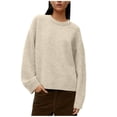 thumbnail image 1 of Tnhcen Women's Winter Knit Sweater Round Neck Long Sleeve Sweater Casual Comfortable Women's Clothing Fashion Forward Warm Sweater Solid Color Pullover for Women S-L, 1 of 7