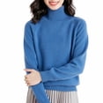 thumbnail image 1 of Tnhcen Women's Winter Sweater Slim Fit Turtleneck Pullover Warm Knitted Top Long Sleeve Casual Shirt Blue Solid Color Sizes S-2XL, 1 of 4