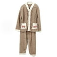 thumbnail image 1 of Tnhcen Women's Winter Warm Coral Fleece Pajama Set Free Size with Pockets Button Up Cardigan Flannel Material Soft and Cozy Home Wear Sleepwear, 1 of 3