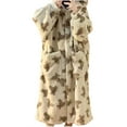 thumbnail image 1 of Tnhcen Women's Wintry Fluffy Bear Print Hooded Sleep Robe - Pockets Button-Front Plus Size Pajamas Loungewear (M-2XL), 1 of 9