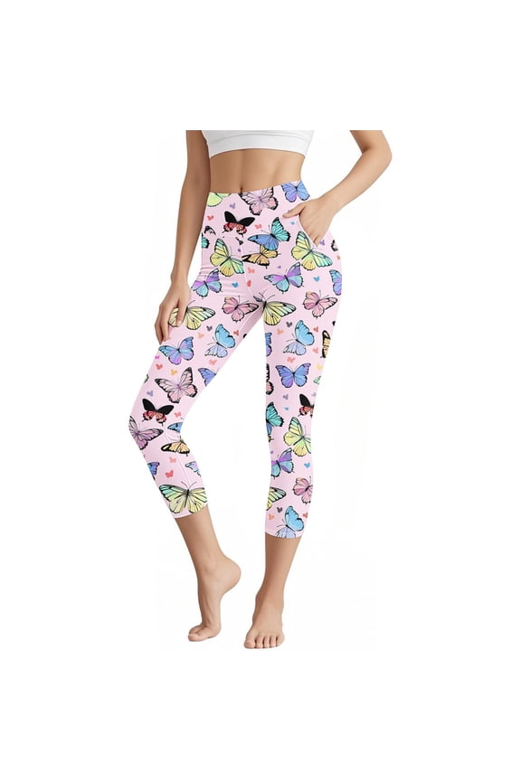 Women's Yoga Pants Active Wear Stretchy Workout Leggings High Waisted 7/8 Length Spandex Print Plus Size Workout Clothes for Women S-3XL