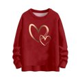 thumbnail image 1 of Tnhcen Women's's Day Print Long Sleeve Crew Neck Stretchy Knit Top, Plus Size Sweater for Women M - 4XL, Soft Warm Casual Heart Design Women's Pullover Sweater, 1 of 6