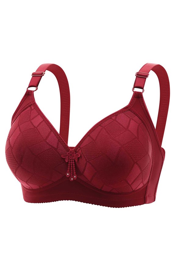 Push Up Bra Women's Plus-Size Thin Comfortable Breathable Cotton Bra Cover Women's Bras No Underwire Underwear Separatec Everyday , Wine, XL