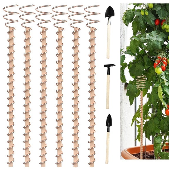 Tnobhg 1/6Pcs 17-inch Electroculture Plant Stake Wood Rod Garden Plants Vegetables Growing Electro Culture Copper Wire Coil Antenna Gardening Supplies