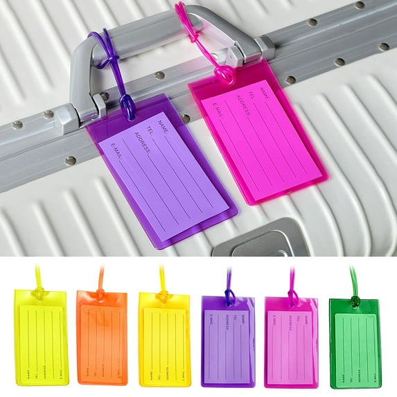Walbest 1/6Pcs Luggage Tag Colorful Flexible Suitcases Tag Waterproof Name ID Labels Tear-resistant Luggage Identifier for Travel