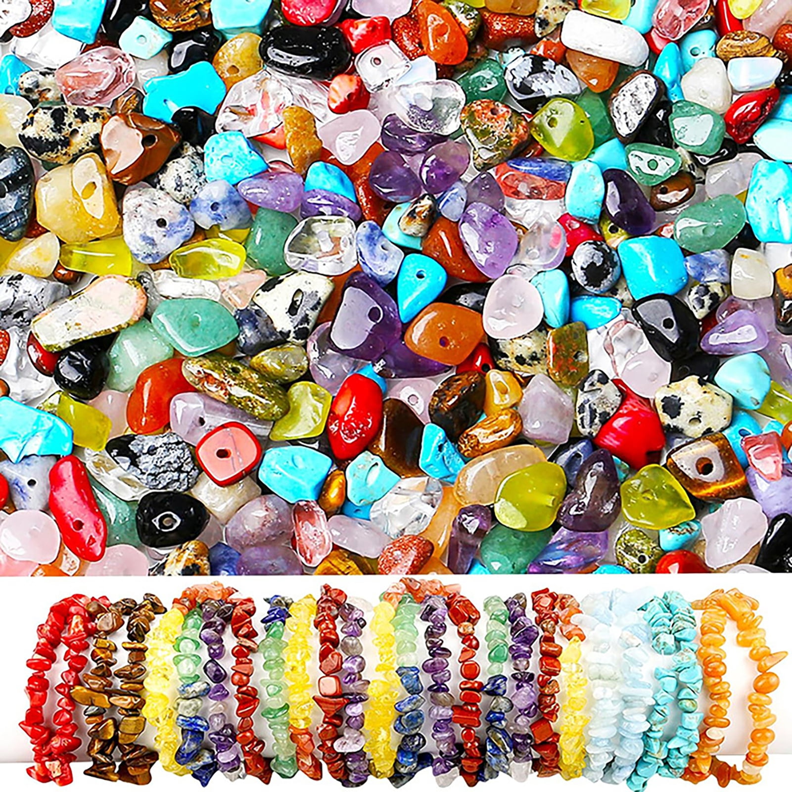 Tnobhg 1 Bag Natural Stone Beads Vibrant Color Hole Drilled Loose Rocks ...