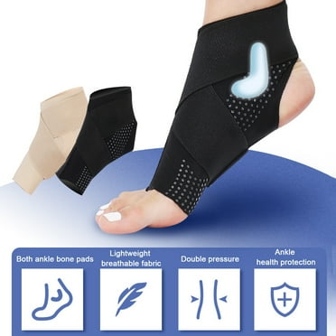 Tnobhg 1 Pair Adults Ankle Brace Adjustable Men Women Sprained Ankle Support Injury Recovery Achilles Tendonitis Plantar Fasciitis Compression Sleeve Wrap