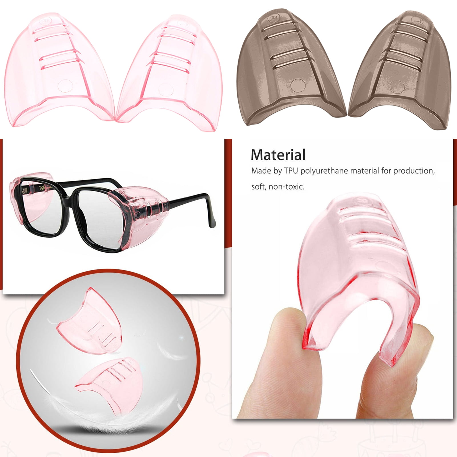 Tnobhg 1 Pair Colorful TPU Glasses Side Protect Cover Wing Splash ...