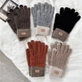 thumbnail image 1 of Tnobhg 1 Pair Winter Gloves Thick Plush Knitted Elastic Five Fingers Keep Thermal Warm Applique Outdoor Gloves Clothes Accessories, 1 of 7