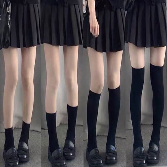 Tnobhg 1 Pair Women Long Socks Lolita Solid Color Calf Socks Match Skirt Over Knee High Elasticity Japanese College Style Mid Tube Socks Cosplay Clothing