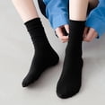 thumbnail image 1 of Tnobhg 1 Pair Women Socks Mid-tube Curled Edge Japanese Style Solid Color High Elasticity Anti-slip Thin Soft Breathable Sweat-absorption Anti-shrink Sports Piled Socks, 1 of 7
